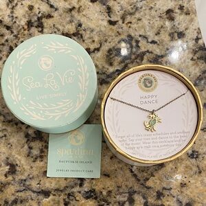 Sea La Vie Spartina 449 18kt Gold and Mint Crab Necklace New In Box